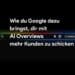 Text in Deutsch: Wie du mit Google AI Overviews und cleverem SEO mehr Kunden gewinnst - dargestellt auf einer Suchleisten-Grafik.