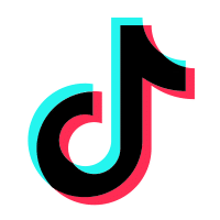 TikTok-Logo mit Glitch-Effekt für die Landingpage 2026.